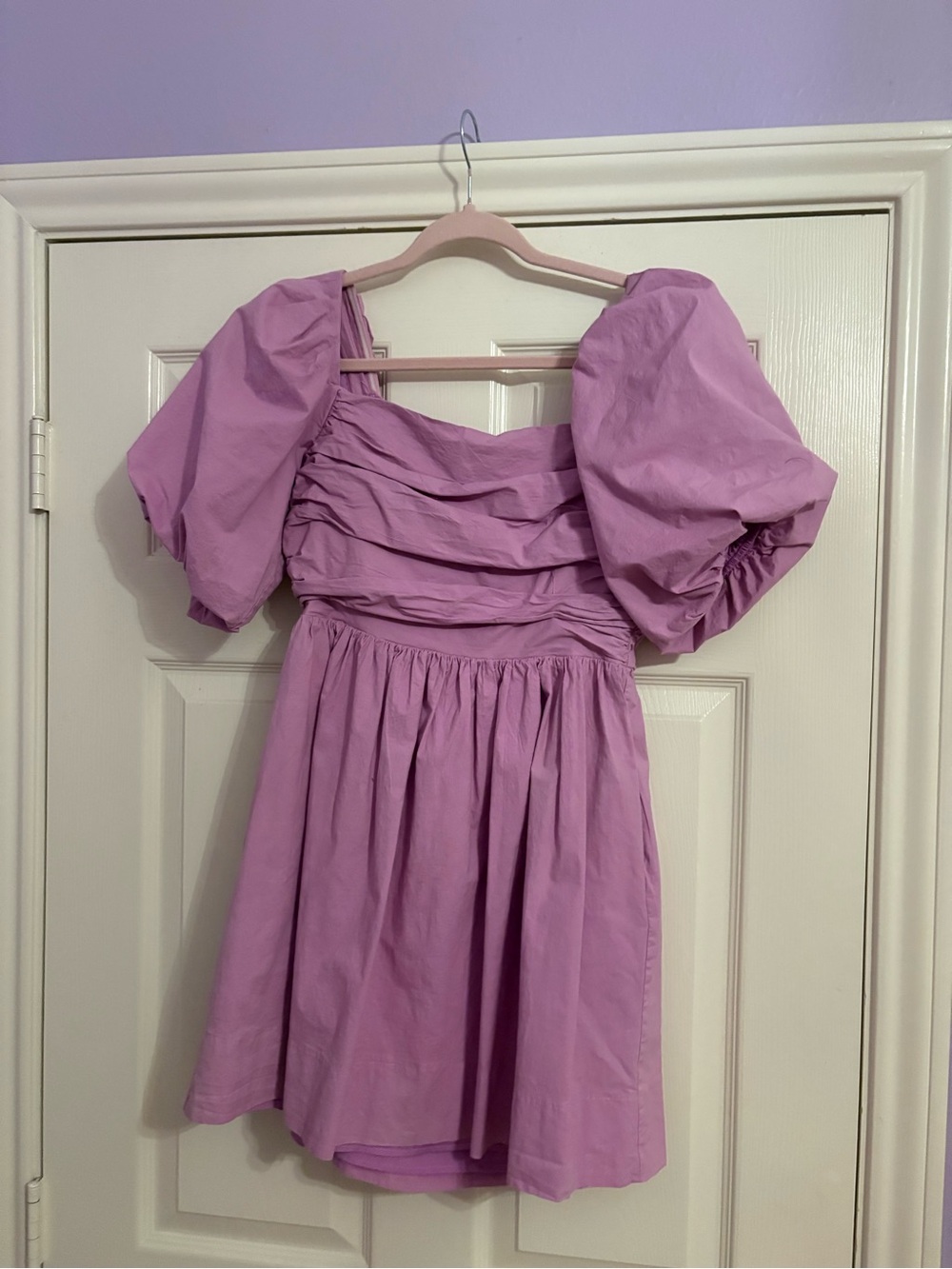 Lilac Puff-Sleeve Mini Dress